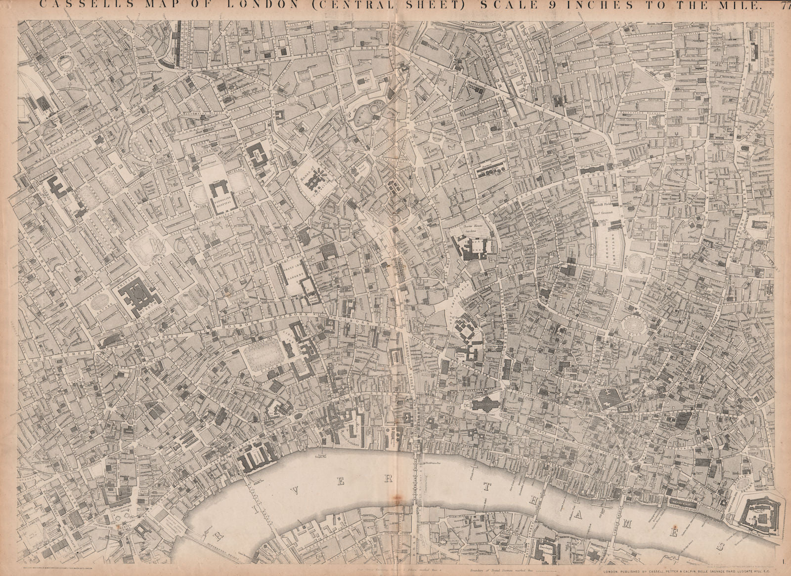 CASSELLS LONDON Central. Bloomsbury Covent Garden City Holborn. WELLER 1862 map